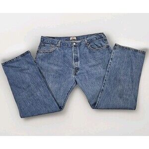 Vintage 90s Levi’s 501 Button Fly Jeans 42 x 32 Faded 100% Cotton Made In Mexico